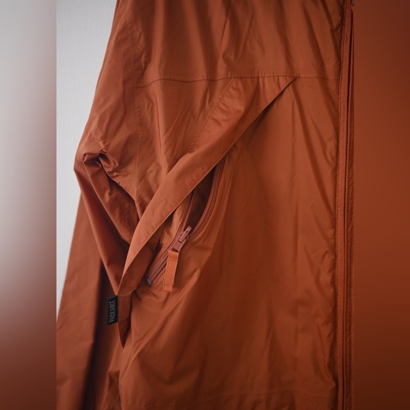 Cabela's Jacket Mens Medium Tall Vented Packable Hooded Rain Jacket Orange VTG - Picture 7 of 14